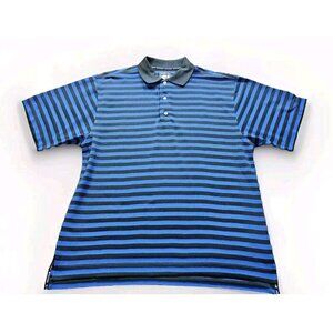 FootJoy Polo Mens L Navy Striped Golf 3 Button SS ProDry Pique Athleisure Logo